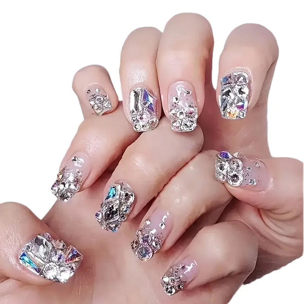 nail art  irregular shaped diamonds, small round diamonds, full diamond jewelry, mineral black rhinestones, super  diamonds