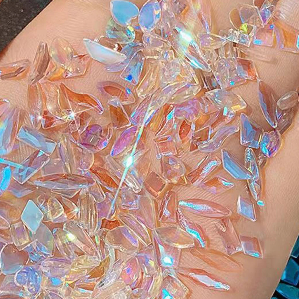100pcs nail accessories Aurora Diamond Warm Elf trapezoidal heart-shaped small flat bottomed irregular Diamond Warm super flash