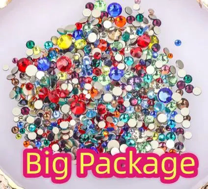 14400pcs Bulk Big package Crystal Clear Color ss3-ss30 Non Hot Fix Rhinestones FlatBack Nail Art Rhinestones Garment Decorations