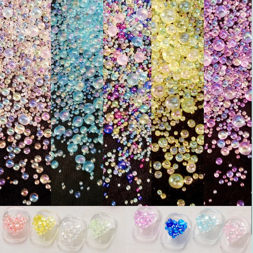 10g/Bag Caviar 0.6-3mm Mix Glass Tiny Rhinestones For Manicure Balls Micro Beads For Nail Decorations DIY Charms Nail Art