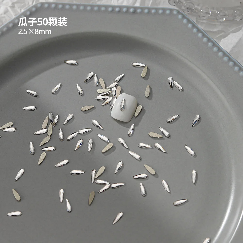 100pcs Nail Flat Shaped Diamond Jewelry White Super Sparkling Butterfly Star Water Droplet Diamond Glass Rhinestone Wholesale