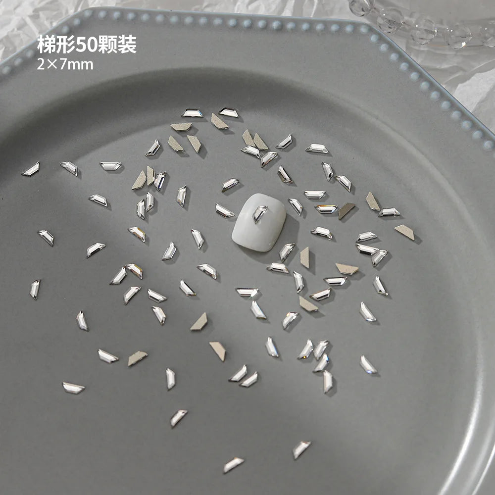 100pcs Nail Flat Shaped Diamond Jewelry White Super Sparkling Butterfly Star Water Droplet Diamond Glass Rhinestone Wholesale
