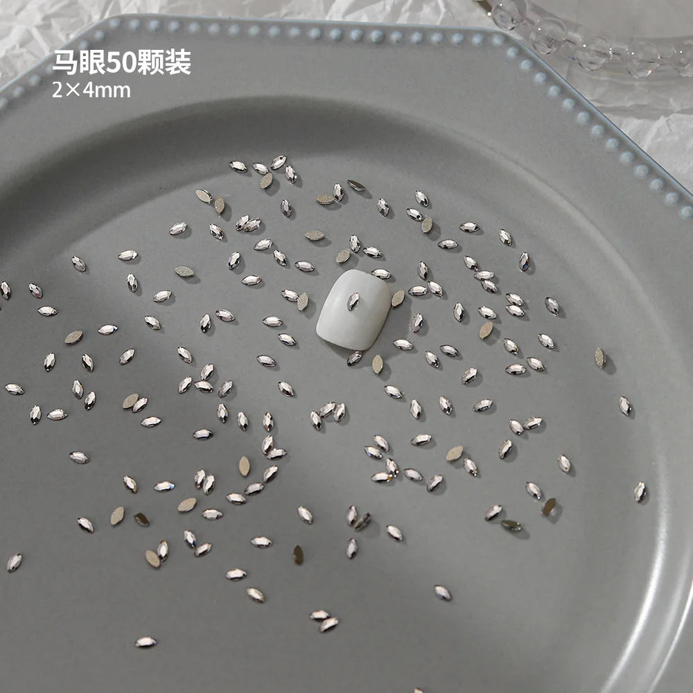 100pcs Nail Flat Shaped Diamond Jewelry White Super Sparkling Butterfly Star Water Droplet Diamond Glass Rhinestone Wholesale