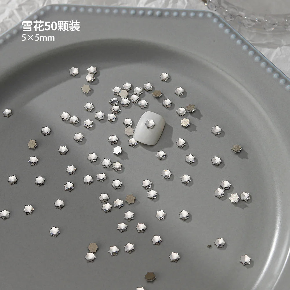 100pcs Nail Flat Shaped Diamond Jewelry White Super Sparkling Butterfly Star Water Droplet Diamond Glass Rhinestone Wholesale