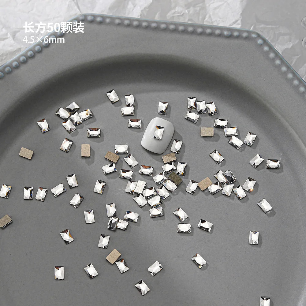 100pcs Nail Flat Shaped Diamond Jewelry White Super Sparkling Butterfly Star Water Droplet Diamond Glass Rhinestone Wholesale