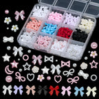 Hot Sale DIY Nail Art Kit with Ribbon Butterfly Pearl Moon Heart Resin Nail Decorations