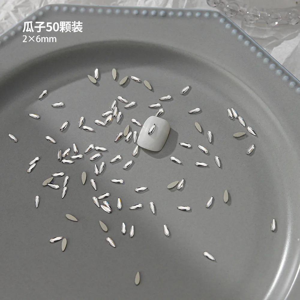 100pcs Nail Flat Shaped Diamond Jewelry White Super Sparkling Butterfly Star Water Droplet Diamond Glass Rhinestone Wholesale