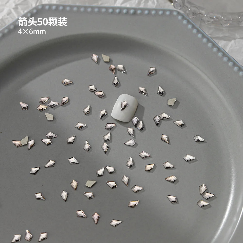 100pcs Nail Flat Shaped Diamond Jewelry White Super Sparkling Butterfly Star Water Droplet Diamond Glass Rhinestone Wholesale