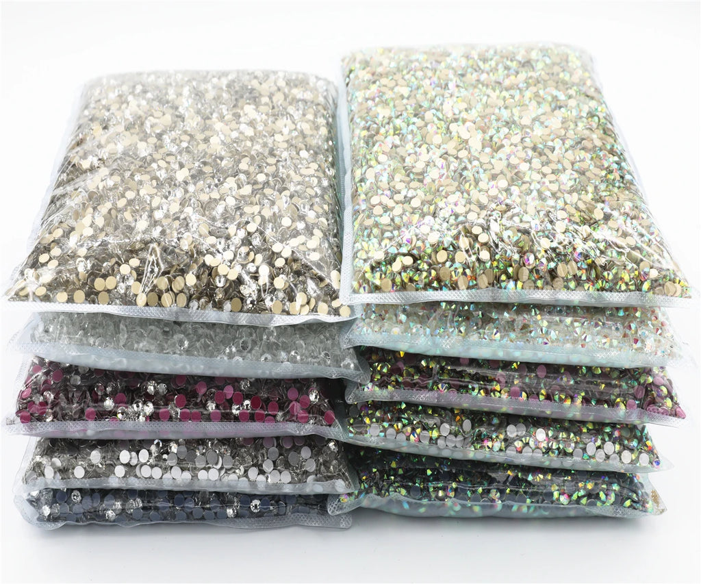 Bulk Big Package Flatback Crystals AB Nail Rhinestones For 3D Nails Art Decorations SS3-SS50 Glass Gems