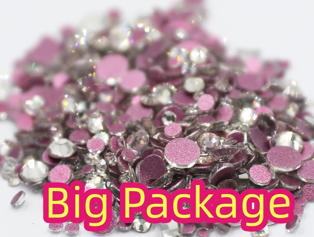 14400pcs Bulk Big package Crystal Clear Color ss3-ss30 Non Hot Fix Rhinestones FlatBack Nail Art Rhinestones Garment Decorations