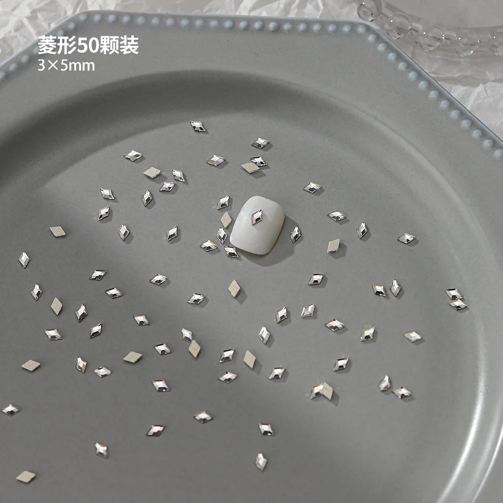 100pcs Nail Flat Shaped Diamond Jewelry White Super Sparkling Butterfly Star Water Droplet Diamond Glass Rhinestone Wholesale
