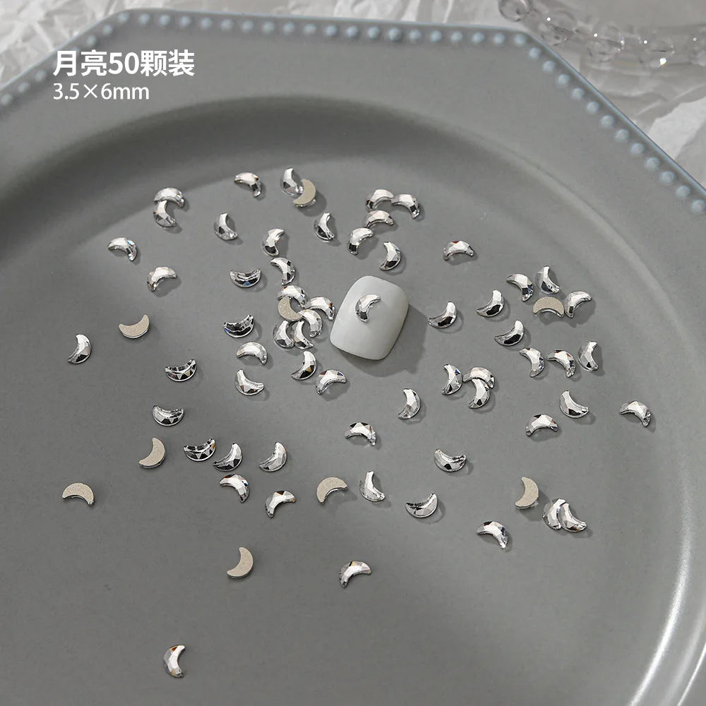 100pcs Nail Flat Shaped Diamond Jewelry White Super Sparkling Butterfly Star Water Droplet Diamond Glass Rhinestone Wholesale