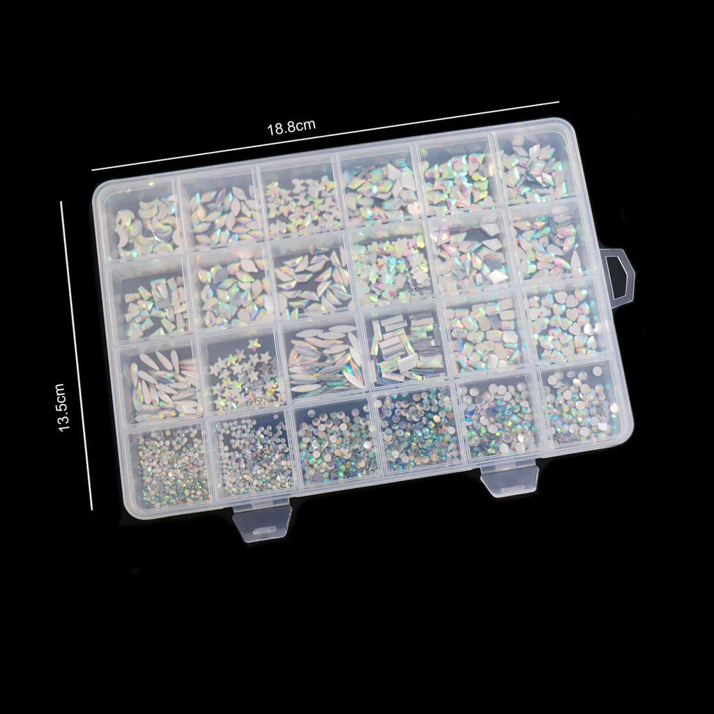 24 grid nail drill shaped resin drill mixed with flat bottomed round drill DIY jewelry