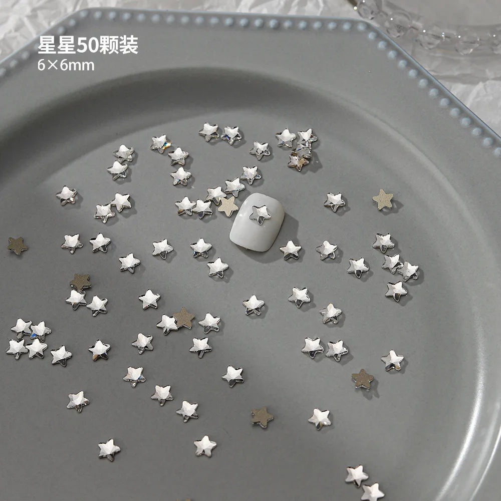 100pcs Nail Flat Shaped Diamond Jewelry White Super Sparkling Butterfly Star Water Droplet Diamond Glass Rhinestone Wholesale