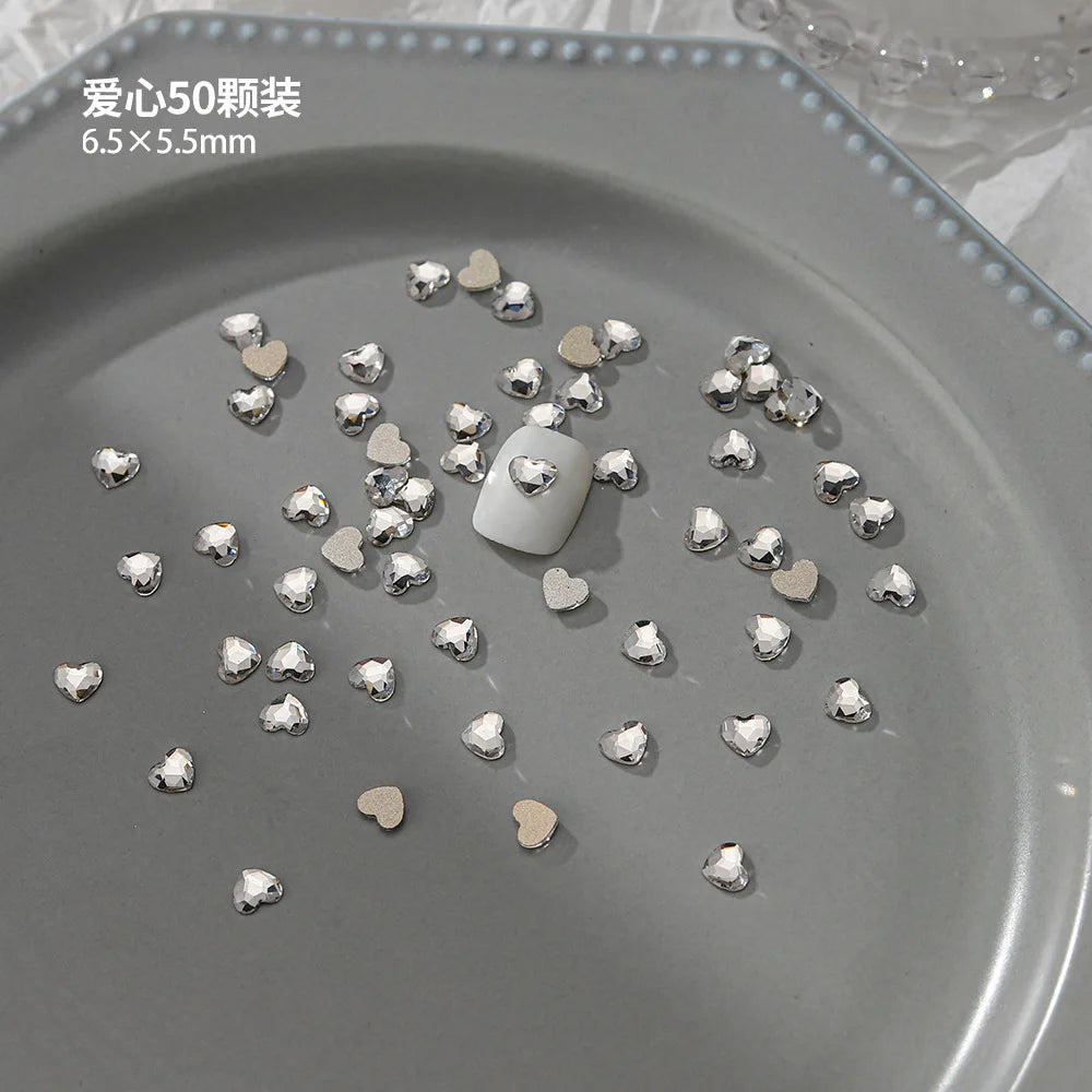 100pcs Nail Flat Shaped Diamond Jewelry White Super Sparkling Butterfly Star Water Droplet Diamond Glass Rhinestone Wholesale