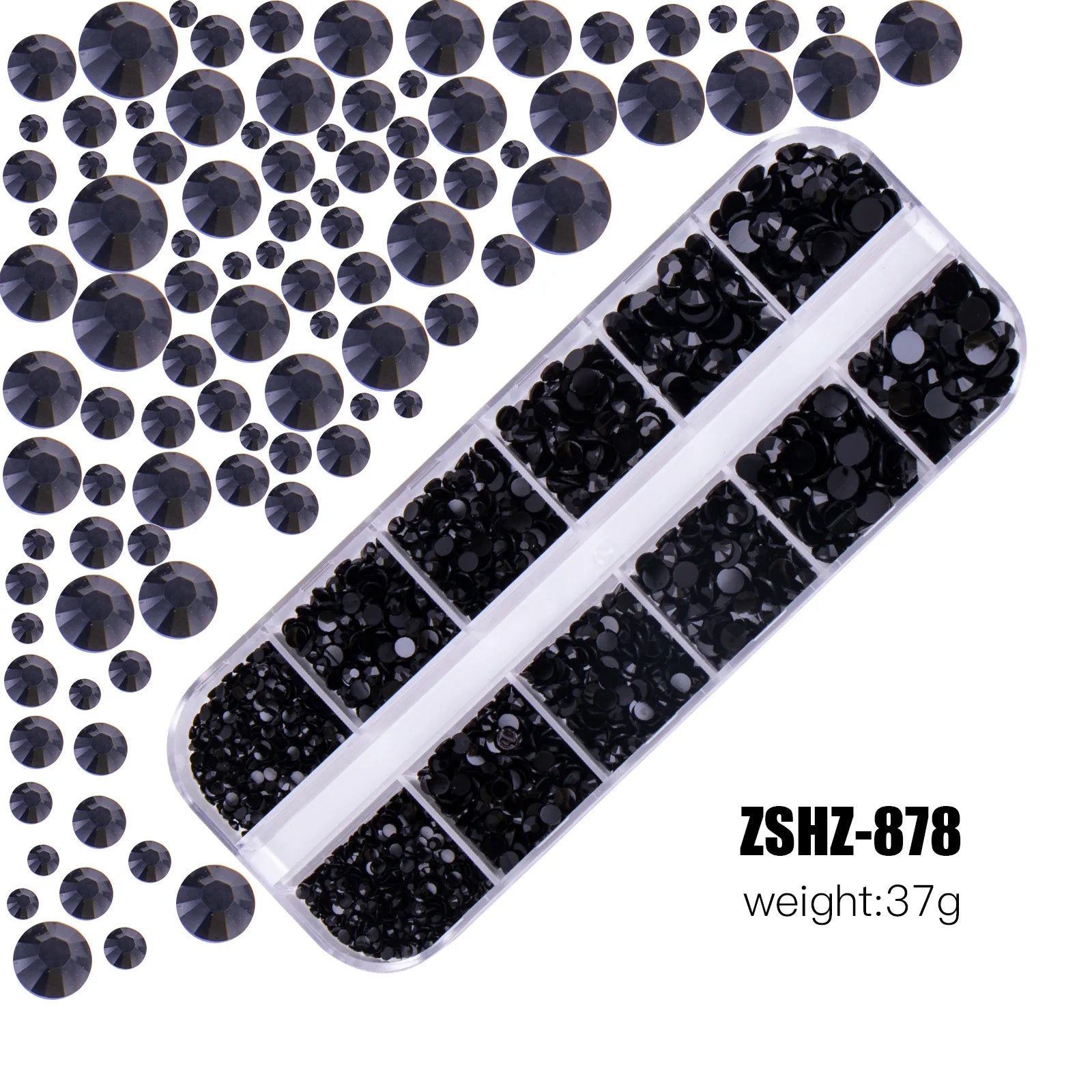 Acrylic Rhinestones Mixed Colors 12 Grid Box for Nail Art DIY Craft Decoration