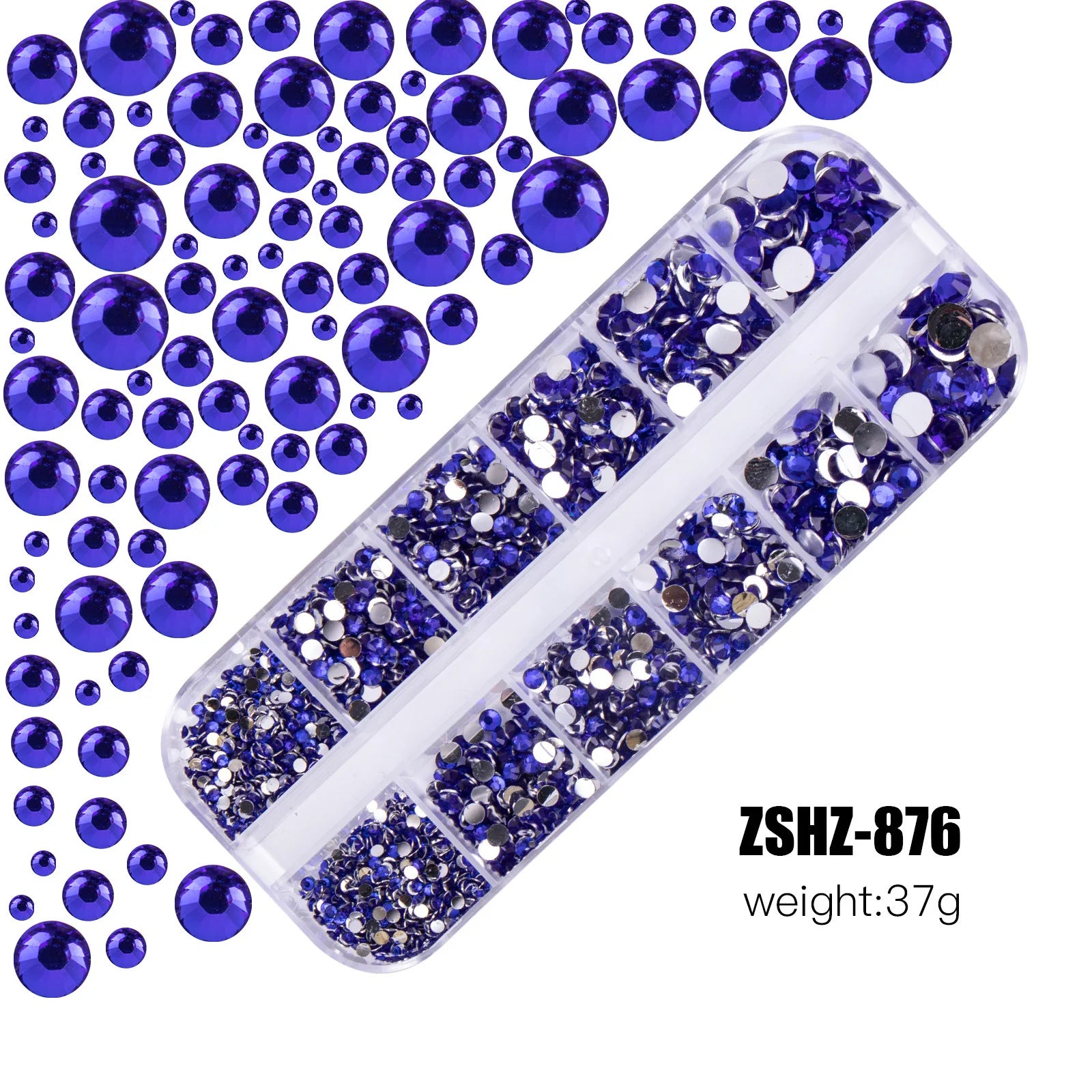 Acrylic Rhinestones Mixed Colors 12 Grid Box for Nail Art DIY Craft Decoration