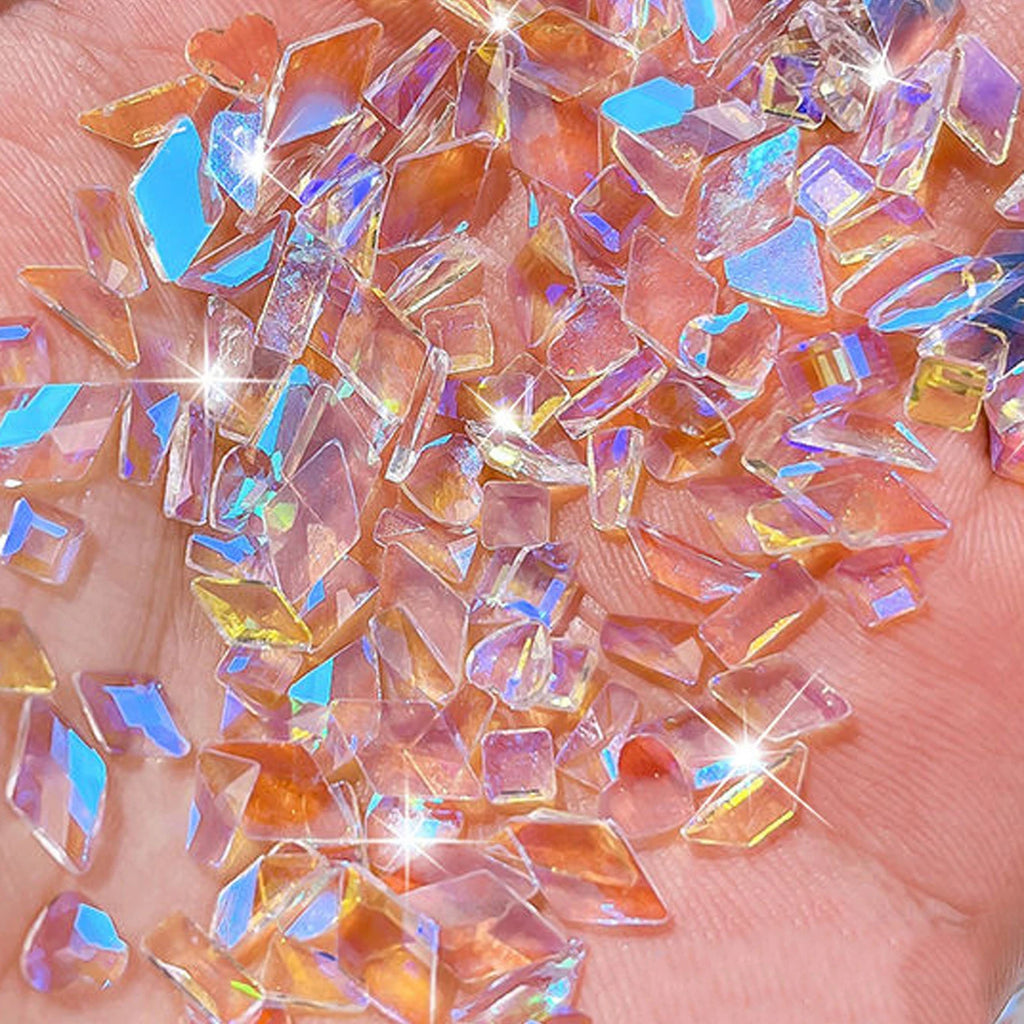 100pcs nail accessories Aurora Diamond Warm Elf trapezoidal heart-shaped small flat bottomed irregular Diamond Warm super flash