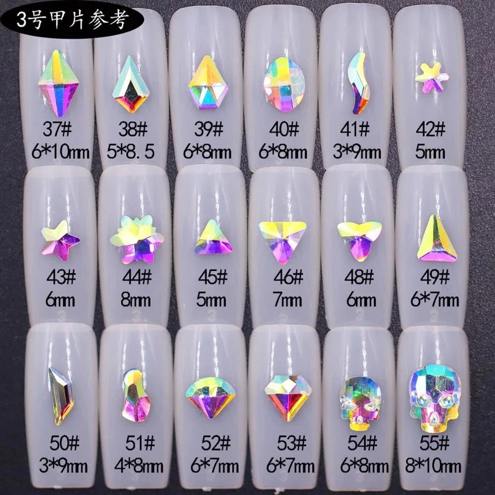 20pcs Irregular Shape Rhinestones Nail Art Gems AB Color Flat Back Diamonds Wholesale Sparkling Nail Accessories