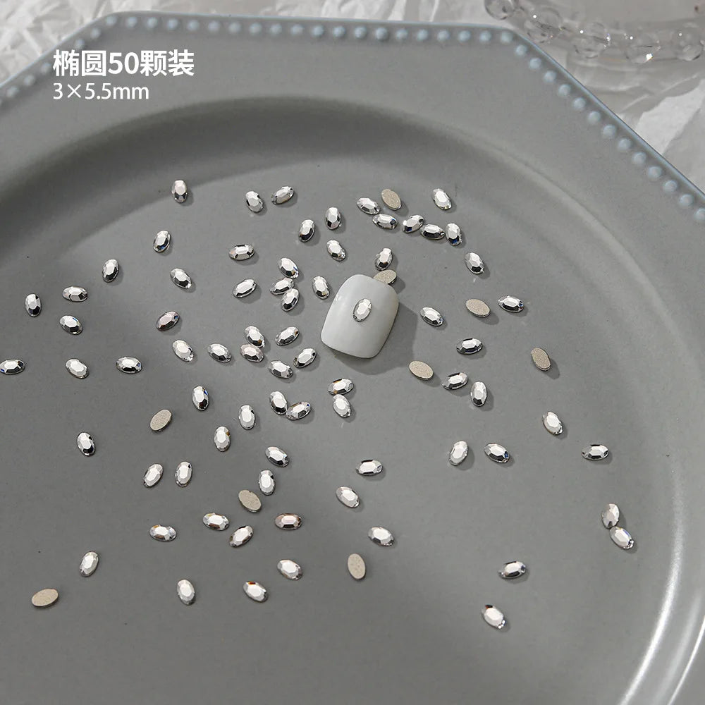 100pcs Nail Flat Shaped Diamond Jewelry White Super Sparkling Butterfly Star Water Droplet Diamond Glass Rhinestone Wholesale