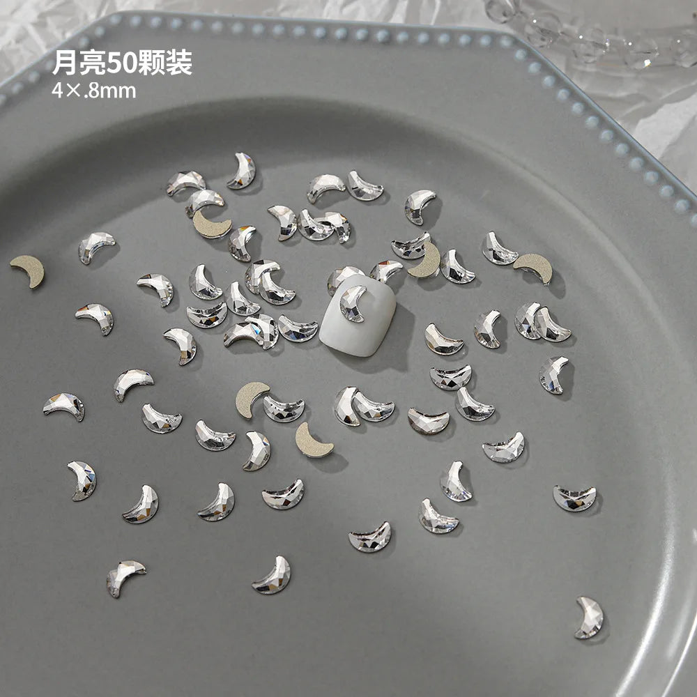 100pcs Nail Flat Shaped Diamond Jewelry White Super Sparkling Butterfly Star Water Droplet Diamond Glass Rhinestone Wholesale