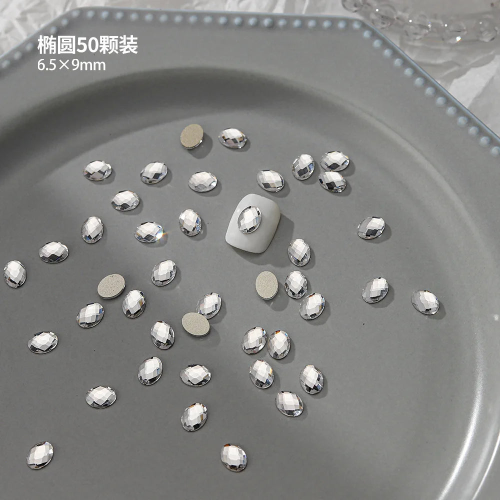 100pcs Nail Flat Shaped Diamond Jewelry White Super Sparkling Butterfly Star Water Droplet Diamond Glass Rhinestone Wholesale