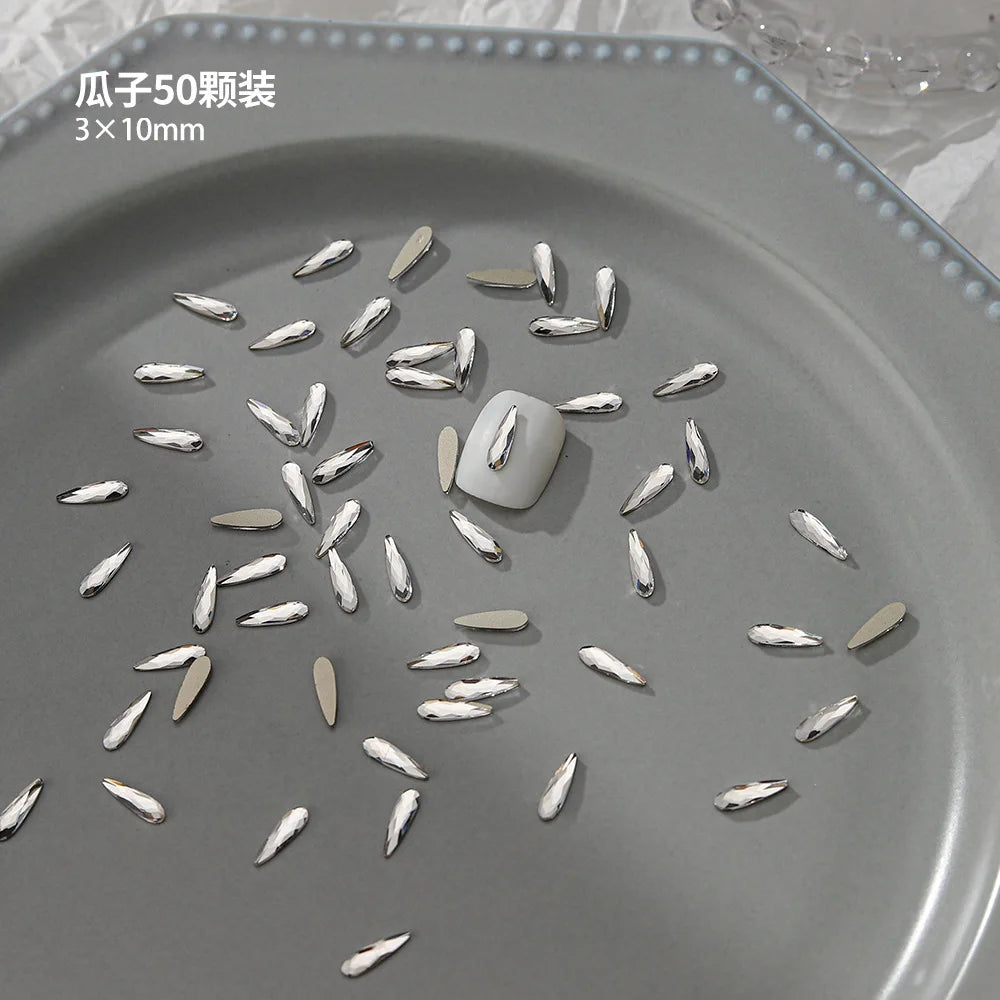 100pcs Nail Flat Shaped Diamond Jewelry White Super Sparkling Butterfly Star Water Droplet Diamond Glass Rhinestone Wholesale