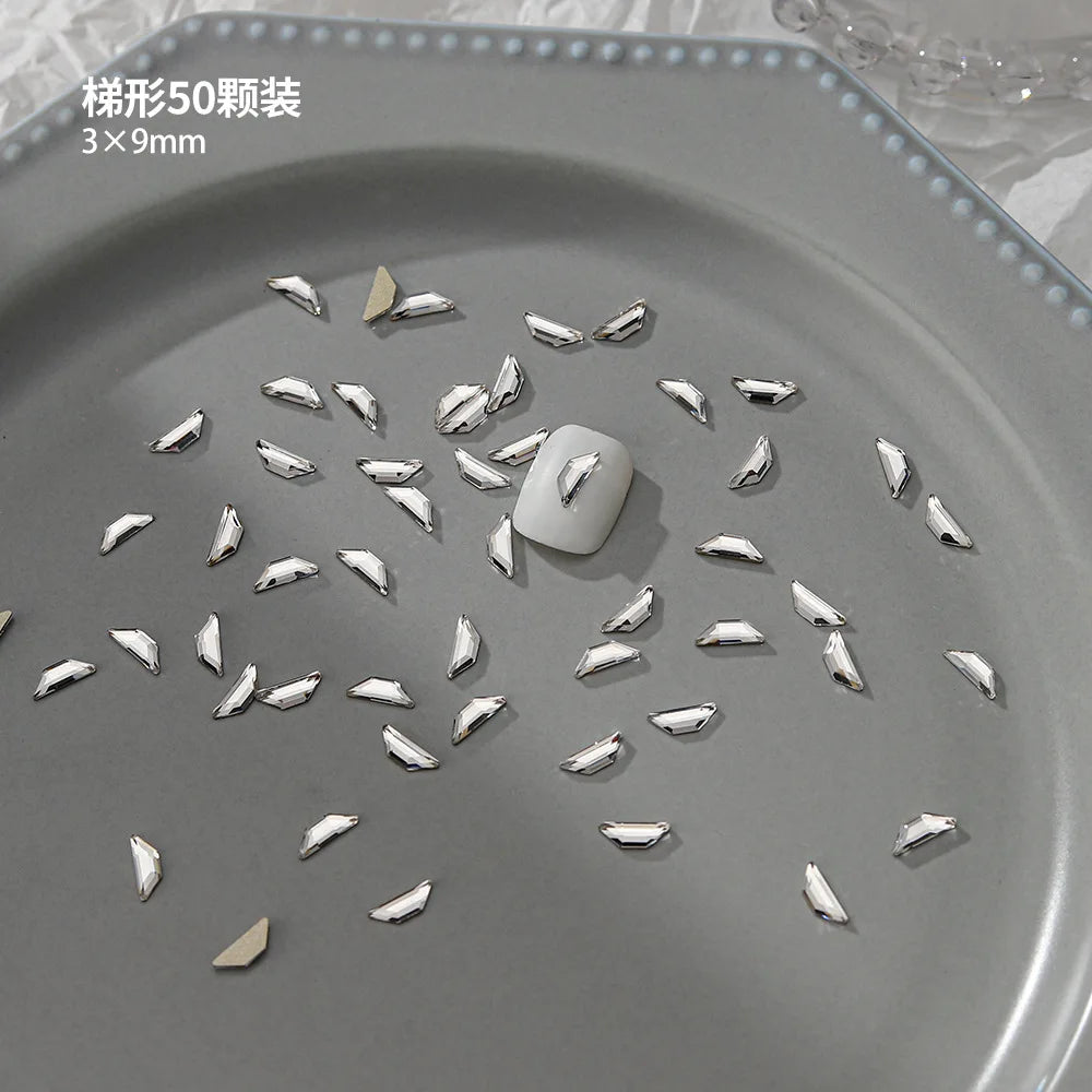 100pcs Nail Flat Shaped Diamond Jewelry White Super Sparkling Butterfly Star Water Droplet Diamond Glass Rhinestone Wholesale