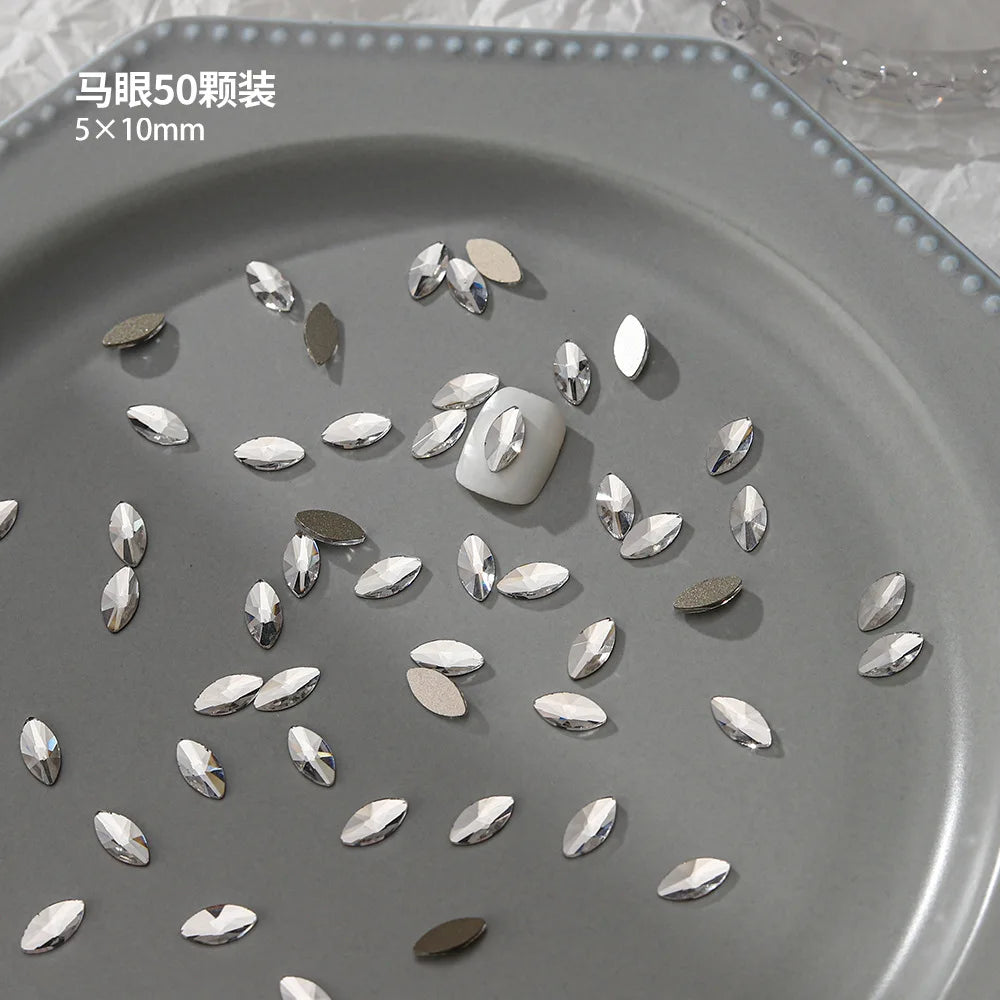 100pcs Nail Flat Shaped Diamond Jewelry White Super Sparkling Butterfly Star Water Droplet Diamond Glass Rhinestone Wholesale