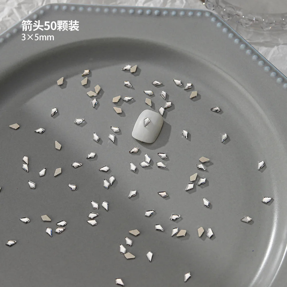 100pcs Nail Flat Shaped Diamond Jewelry White Super Sparkling Butterfly Star Water Droplet Diamond Glass Rhinestone Wholesale