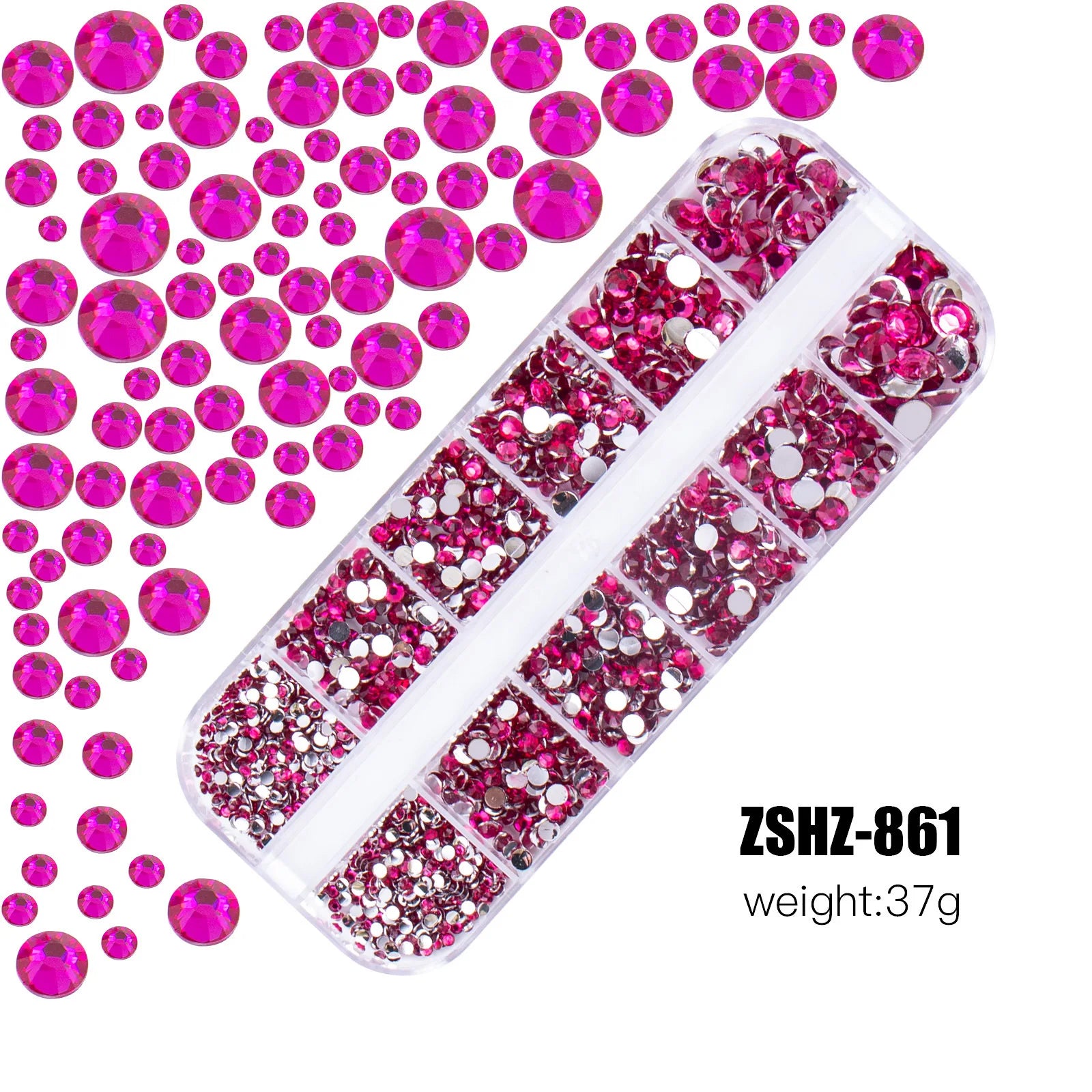 Acrylic Rhinestones Mixed Colors 12 Grid Box for Nail Art DIY Craft Decoration