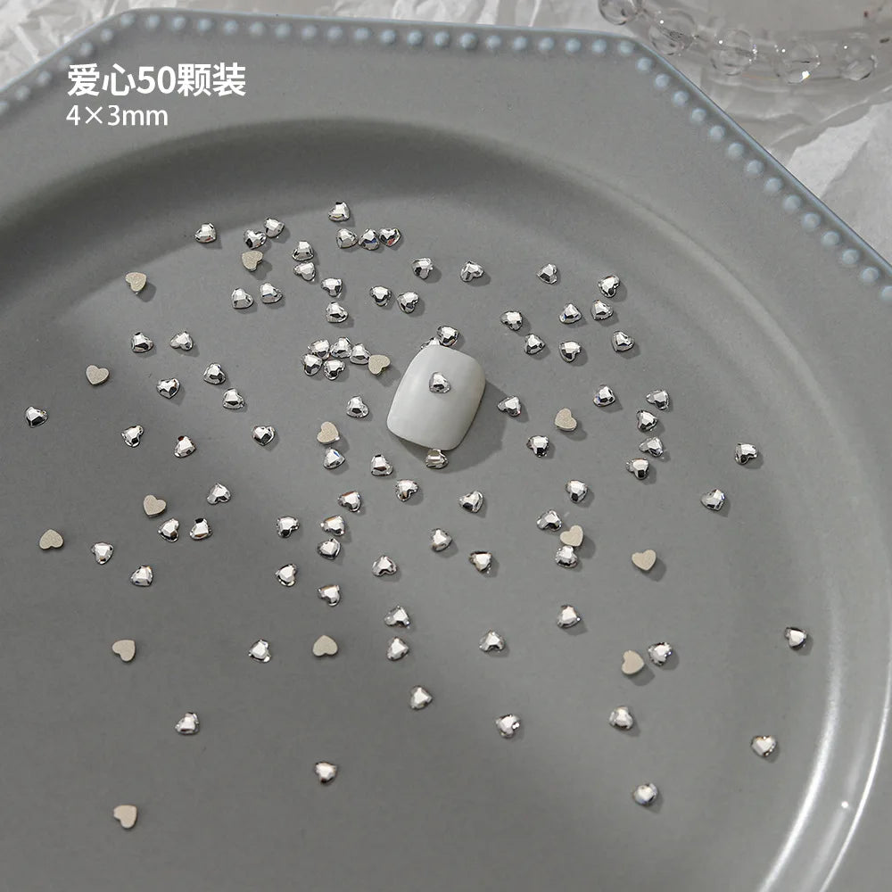 100pcs Nail Flat Shaped Diamond Jewelry White Super Sparkling Butterfly Star Water Droplet Diamond Glass Rhinestone Wholesale