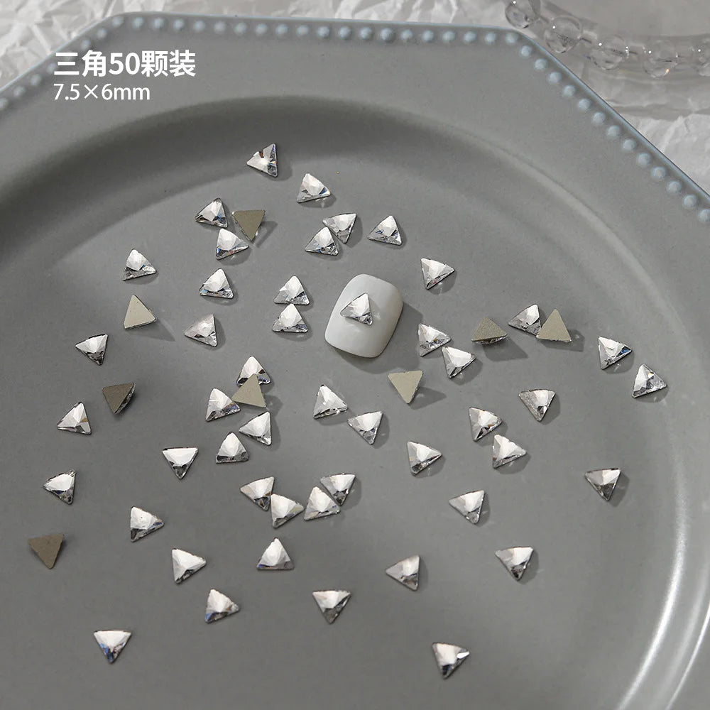 100pcs Nail Flat Shaped Diamond Jewelry White Super Sparkling Butterfly Star Water Droplet Diamond Glass Rhinestone Wholesale