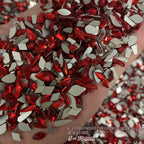 Red Small Flatback Shaped Rhinestones: Heart, Teardrop, Butterfly, Marquise | Christmas & New Year Nail Art Glass Ornaments | Factory Wholesale