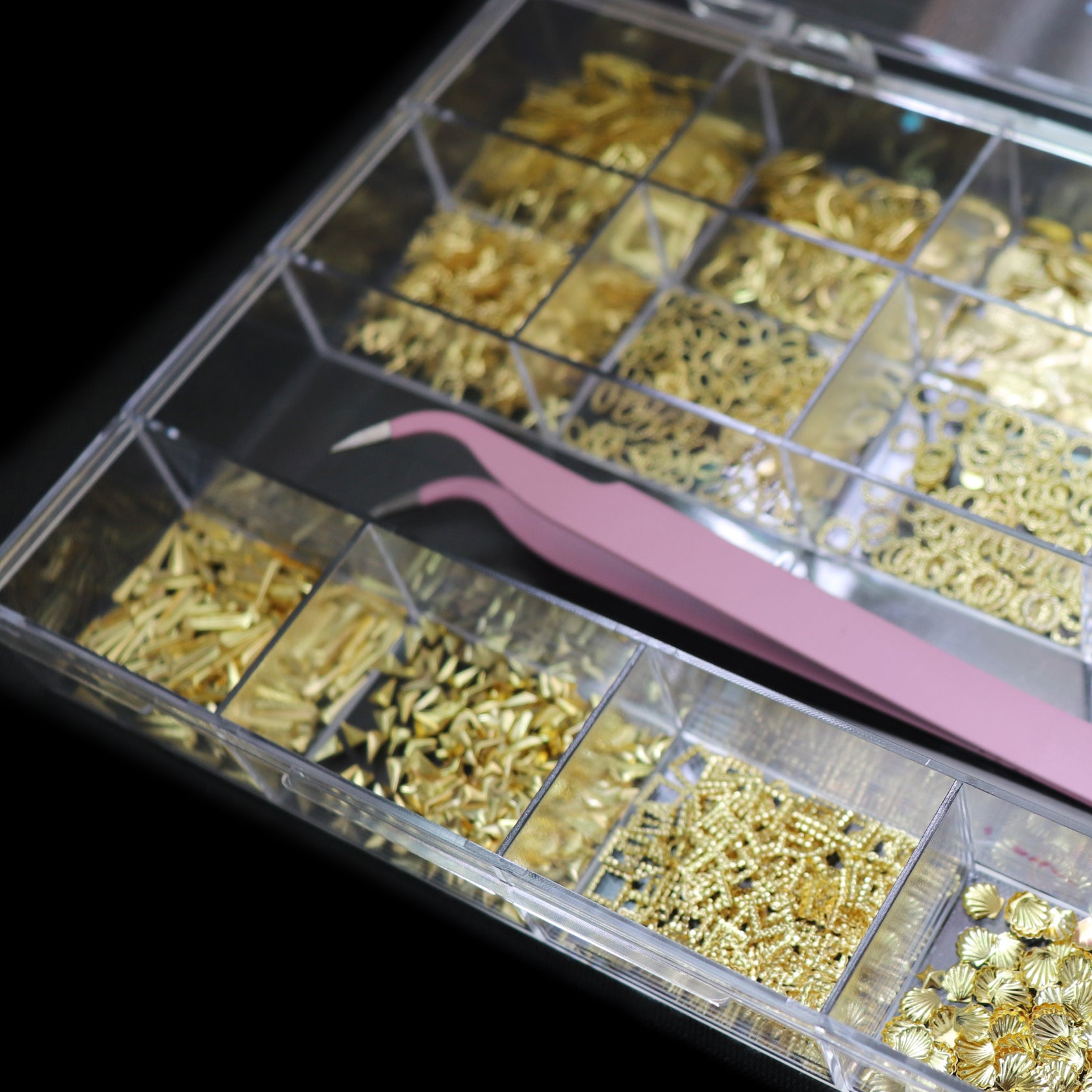 1 Box of Mixed-Style Small Metallic Nail Rivets, Attractive Gold DIY 3D Nail Decoration Studs