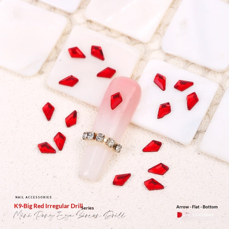 Red Small Flatback Shaped Rhinestones: Heart, Teardrop, Butterfly, Marquise | Christmas & New Year Nail Art Glass Ornaments | Factory Wholesale